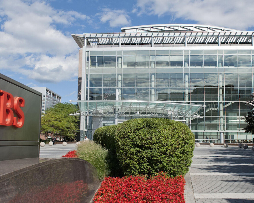 UBS facility with sign in front